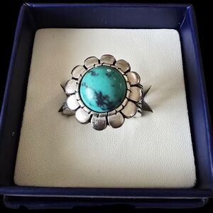 Turquoise Floral Silver Ring